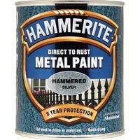 Hammerite Direct to Rust Metal Paint - Hammered Silver Finish 750ML