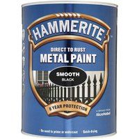 Hammerite Smoothrite Black Gloss Metal paint 5L
