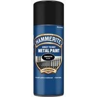 Hammerite 5092965 Metal Paint: Smooth Black 400ml (Aerosol)