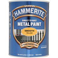 Hammerite 5084878 Metal Paint, 5 Liter, Smooth Yellow