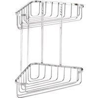 Croydex QM263841 Large Chrome 2-Tier Corner Basket Shower Caddy, 5 Year Rust Free Guarantee