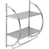 Croydex Chrome Plated Mild Steel Wall Mounted Curved Shelving Unit and Towel Rack