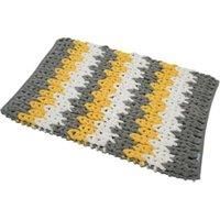Croydex White, Grey and Yellow Super Soft Patterned Bathroom Mat with Slip-Resistant Backing