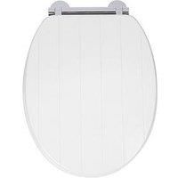 Croydex WL601122H Flexi-Fix Portland Always Fits Never Slips Slow Close Anti Bacterial Toilet Seat, Wood, White, 45.5 x 37.5 x 6 cm