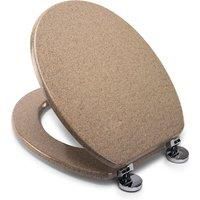 Croydex Flexi-Fix Dorney Always Fits Never Slips Anti Bacterial Toilet Seat, Wood, Sandstone, 45 x 37.5 x 6 cm