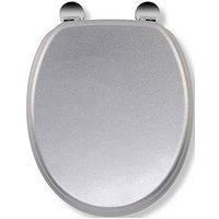 Croydex Flexi-Fix Quartz Always Fits Never Slips Anti Bacterial Toilet Seat, Wood, Silver, 44.5 x 38 x 6 cm