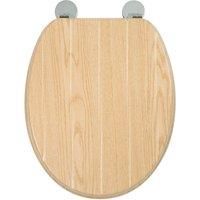 Croydex Flexi-Fix Geneva Always Fits Never Slips Anti Bacterial Toilet Seat, Wood, Light Oak Effect Tongue & Groove, 45 x 37.5 x 6 cm