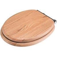 Croydex Flexi-Fix Rutland Always Fits Never Slips Slow Close Anti Bacterial Toilet Seat, Solid Oak, 44.5 x 36.5 x 6 cm