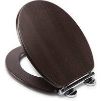 Croydex Flexi-Fix Montoro Always Fits Never Slips Toilet Seat, Walnut Effect, Wood, Soft Close with Antibacterial Treated Surface