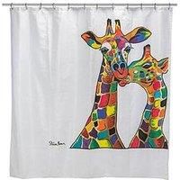 Croydex Shower Curtain Art by Steven Brown Angus McCoo - Cow Bull Rainbow