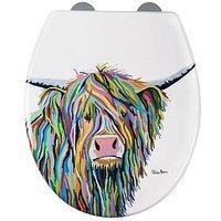 Croydex WL604022 Angus McCoo Art by Steven Brown Flexi-Fix Toilet Seat Always Fits, Never Slips with Soft Close and Quick Release, White
