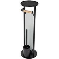 Croydex Toilet Butler, Matt Black - Chrome/Wood, One Size