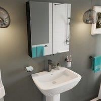 Croydex Dawley Steel Double Door Bathroom Cabinet - 600mm Black Matt
