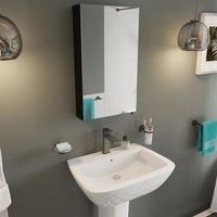 Croydex Dawley Single Door Cabinet, Bathroom Cabinets with Mirror, Stylish Matt Black Finish Bathroom Mirror Cabinets, Wall Mounted, Two Adjustable Shelves, Easy Hang /'n/' Lock Installation, 67x40x10cm