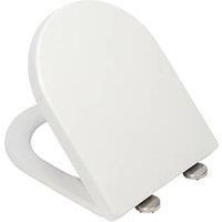 Croydex Telese D Shape Toilet Seat, White with Soft Close and Quick Release.