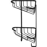 Croydex Black Mild Steel 2 Tier Corner Shower Basket
