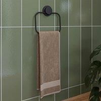 Croydex Stick /'n/' Lock Towel Ring, Matt Black