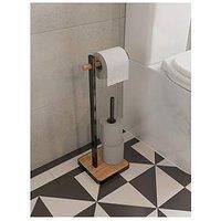 Croydex Toilet Roll Holder - Black & Bamboo