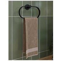 Croydex Metra Flexi-Fix Towel Ring, Matt Black