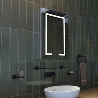 Croydex Carlton LED Bathroom Cabinet, Demister Mirror Cabinet with Shaver Socket & USB Port, Wireless Speakers, Dimmable LED Light Intensity, Easy to Install Hang /'n/' Lock, 70 x 50 x 10.6cm