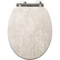 Croydex Cawdor Flexi-Fix Wooden Soft Close Toilet Seat - Pale Concrete Effect