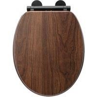 Croydex Flexi-Fix Wooden Soft Close Toilet Seat - Walnut Effect