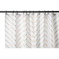 Croydex Waterproof Shower Curtain, Gold Chevron Pattern, 180 x 180cm