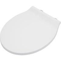 Croydex Orta Slimline Soft Close Toilet Seat - Quick Release Button for Easy Cleaning and Adjustable Hinges with Top and Bottom Fixings Included, Antibacterial Treated Plastic Toilet Seat (White)