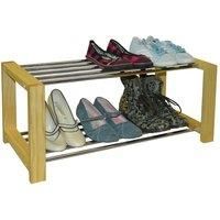 SLEEK - Solid Pine 6 Pair Shoe Storage Organiser Rack - Natural CH826D
