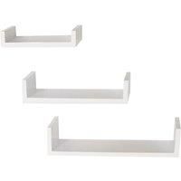 MELODY  Wall Mounted Display Shelves  Set of Three  White ST71719