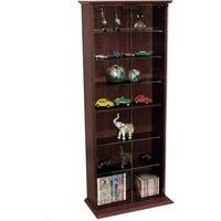 BOSTON Glass Collectable Display Cabinet  CD DVD Storage Shelves Dark Oak MS1014