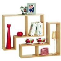 Techstyle Twin Wall Display / Storage Floating Shelves Set Of Two Beech