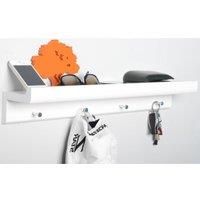 Wall Mounted Organiser Shelf with 4 Key  Coat Hooks  White ST12114