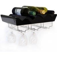 MONTEREY - 4 Bottle Wall Mounted Floating Wine Storage Shelf - Black ST41350