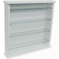EXHIBIT - Solid Wood 4 Shelf Glass Wall Display Cabinet - White 3313OC