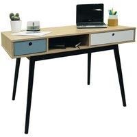 WATSONS INDUSTRIAL - 2 Drawer Office Computer Desk/Dressing Table - Oak/Black