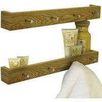 WATSONS ELLIS - 2 PACK - Wall Mounted 2ft / 60cm Floating Shelf with 4 Hooks - Oak