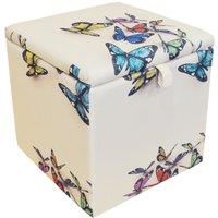 BUTTERFLY - Square Storage Ottoman Stool / Blanket Box Cube - Multi OCH7014