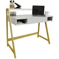 Retro Office Desk / Computer Workstation / Dressing Table - Pine / White OF0217L