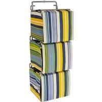 WATSONS STRIPE - 3 Wall Mounted Fabric Storage Boxes for CD/Toys/Toiletries - Blue/Green