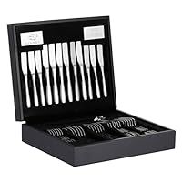 Viners Eden Cutlery Set | Elegant Mirror Polished Flatware Gift Box with 50 Year Guarantee | 18/10 Stainless Steel, 44, 45 Piece Wooden Canteen, 44pce
