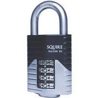 Squire Heavy Duty Padlock (Vulcan Combi 50) - Toughest Open Shackle - 4 Wheel Vulcan Padlock - Steel Cast Alloy for Corrosion Resistance - Weatherproof Lock for Home, School & Shed (Blue, 50 mm)
