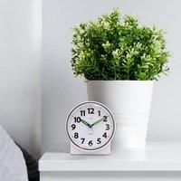 Acctim Micah Alarm Clock, Analogue Display, Non-Ticking, Blue LED Backlight, White (Pearl White)