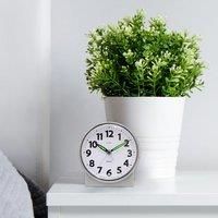 Acctim Micah Alarm Clock, Analogue Display, Non-Ticking, Blue LED Backlight, White (Silver)