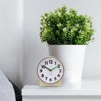 Acctim Micah Alarm Clock, Analogue Display, Non-Ticking, Blue LED Backlight, White (Champagne)