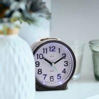 Acctim Eden Non-Ticking Sweep Alarm Clock, White Face with Blue Backlight (Black)