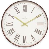 Acctim Dunsley Large Wall Clock Quartz Walnut Effect Case Brass Hands Walnut 50cm