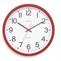 Acctim Kempston Wall Clock Metal Energy Efficient Movement Glass Lens Red 35cm 27814