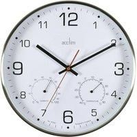 Acctim 29147 Komfort Metal Non Ticking Wall Clock with Thermometer and Hygrometer