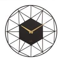 Alva Wall Clock Quartz Metal Geometric Wire Frame Open Dial 30cm